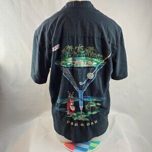 Bamboo Cay Shirt Mens Small Black Button Up Par Bar Resort Golf  Beach Martini